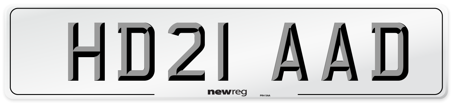 HD21 AAD Number Plate from New Reg